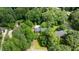 Aerial view showcasing a home nestled among mature trees with a pool and landscaped yard at 865 Old Creek Trl, Atlanta, GA 30328