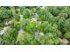 An aerial view displays a neighborhood with mature trees and well-maintained properties at 865 Old Creek Trl, Atlanta, GA 30328