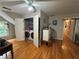 Practical laundry room with modern washer and dryer inside closet and hardwood flooring at 881 Park Manor Nw Ct, Marietta, GA 30064