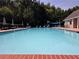 Relax at the community pool surrounded by greenery, with ample seating and shade umbrellas at 29 Sedgefield Overlook, Dallas, GA 30157