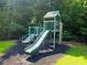 Community playground area featuring a green slide, play structure, and surrounding mulch for safety at 29 Sedgefield Overlook, Dallas, GA 30157