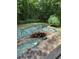 Backyard pool with a cover, offering a private outdoor space surrounded by mature trees at 3090 Alberta Dr, Marietta, GA 30062