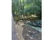 Backyard pool with a surrounding concrete deck, providing a private outdoor space surrounded by mature trees at 3090 Alberta Dr, Marietta, GA 30062