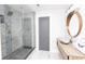 Modern bathroom with a glass-enclosed shower and unique vanity with vessel sink at 1280 W Peachtree Nw St # 4003, Atlanta, GA 30309