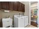 Laundry room boasts built-in cabinets, sink, and like-new washer and dryer at 105 Laurel Canyon Trl, Canton, GA 30114