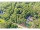 Aerial shot featuring a lovely home bordered by a lush, mature tree canopy and a scenic road at 1252 Grist Mill Dr, Acworth, GA 30101