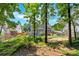 Secluded backyard with mature trees, a green lawn, and a glimpse of the house, providing a peaceful retreat at 6236 Millstone Trl, Douglasville, GA 30135