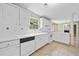 An organized kitchen features white cabinets and countertops, and dark appliances at 1030 Carriage Trace Cir, Stone Mountain, GA 30087