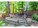 Landscaped backyard with stone fire pit and cozy seating at 706 Powder Springs Se St, Smyrna, GA 30080