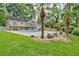 Beautiful backyard with a sparkling pool and lush landscaping creates a serene and private retreat at 522 Golfview Dr, Peachtree City, GA 30269