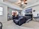 Main bedroom with tray ceiling, mini fridge, lots of sunlight and ensuite bathroom at 5512 Cascade Run, Atlanta, GA 30336