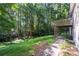 A lush green backyard with mature trees and a deck overlooking the yard at 2030 Buford Dam Rd, Buford, GA 30518