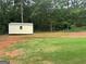 Well-maintained shed in a spacious backyard with a mix of grass and natural areas, perfect for storage or hobbies at 521 Deadwood Trl, Locust Grove, GA 30248
