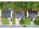 A bird's eye view of the homes, illustrating their placement, driveways, and surrounding greenery in the neighborhood at 4040 Brightmore Dr, Austell, GA 30106