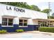 Exterior view of La Fonda Restaurant showcasing its design and outdoor seating area at 1558 Boulderwoods Se Dr, Atlanta, GA 30316