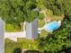 A private backyard retreat with an in-ground pool and lovely patio surrounded by lush trees at 579 Chapman Dr, Marietta, GA 30066