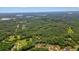 High aerial shot of the property, surrounded by lush greenery and a large forest at 287 Flower Farm Dr, Acworth, GA 30101