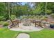 Inviting outdoor fire pit with stone surround and Adirondack chairs for relaxing and entertaining at 287 Flower Farm Dr, Acworth, GA 30101