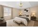 Luxurious bedroom featuring tray ceiling, decorative lighting, and modern furnishings at 500 Rosehill Dr, Mcdonough, GA 30253