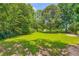 Well-maintained lawn surrounded by mature trees in a spacious backyard at 230 Belmont Trl, Covington, GA 30016