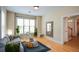 Cozy living room featuring a comfortable gray sofa and stylish decor at 3332 Chastain Landings Ct, Marietta, GA 30066