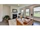 Comfortable living room with a fireplace, hardwood floors, and large windows with a view of the outdoors at 4583 Roskin St, Duluth, GA 30097