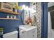Stylishly decorated bathroom with striking blue walls and vanity at 770 Barnett Street Ne, Atlanta, GA 30306