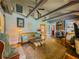 Inviting living room with beamed ceilings, wood-burning stove, and comfortable seating at 5130 Dearing St, Covington, GA 30014