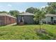 View of a well-maintained backyard featuring green grass, an exterior door, and an HVAC system at 524 Paines Nw Ave, Atlanta, GA 30318
