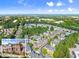 Aerial view of neighborhood with inset photo of brick townhomes at 2345 Gallard St, Lawrenceville, GA 30043