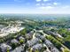 Overhead view of townhomes close to shops and parking, surrounded by verdant trees and landscaping at 2345 Gallard St, Lawrenceville, GA 30043