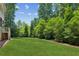 Lush backyard featuring a spacious green lawn and mature trees at 328 Shade Tree Cir, Woodstock, GA 30188