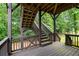 View from beneath a wood deck and staircase, surrounded by beautiful greenery at 4814 Little Cove Ct, Auburn, GA 30011