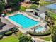 Beautiful community pool with lounge chairs, tables, and umbrellas at 5054 Kingsbridge Pass, Powder Springs, GA 30127