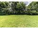 Lush green backyard featuring mature trees and a well-maintained lawn at 504 Azalea Ct, Woodstock, GA 30188