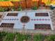 Backyard garden featuring garden beds surrounded by white rock and brick pavers at 2905 Olde Town Park Dr, Norcross, GA 30071