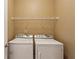 Functional laundry room with standard-size washer and dryer and overhead shelving for storage at 2969 Rivergreen Se Ln # 23, Atlanta, GA 30339