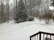 Snowy backyard features trees and bushes at 435 Old Holly Rd, Milton, GA 30075