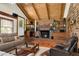Cozy living room featuring a brick fireplace, wood-paneled walls, and comfortable seating, creating a warm ambiance at 435 Old Holly Rd, Milton, GA 30075