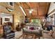 Living room with rustic wood walls, a vaulted ceiling, and ample seating at 435 Old Holly Rd, Milton, GA 30075