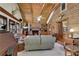 Cozy living room featuring a brick fireplace, vaulted ceilings, and rustic decor at 435 Old Holly Rd, Milton, GA 30075