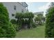 Private backyard with bench seating under a decorative trellis at 5836 Sandy Springs Cir, Atlanta, GA 30328