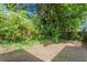 Small, empty backyard bordered by trees and weeds; the property is surrounded by a wooden fence at 1377 Mill Lake Cir, Stone Mountain, GA 30088