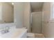 Bright bathroom featuring a walk-in shower, a neutral-toned vanity, and ample natural light at 2783 Bicentennial Dr, Stone Mountain, GA 30087
