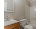 Cozy bathroom featuring a shower-tub combination and a stylish single sink vanity at 2783 Bicentennial Dr, Stone Mountain, GA 30087