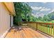 Close up of the spacious wooden deck that overlooks the backyard at 2783 Bicentennial Dr, Stone Mountain, GA 30087