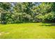 Large, lush green backyard surrounded by mature trees, offering privacy and space for outdoor activities at 2957 Temple Johnson Rd, Snellville, GA 30039