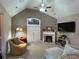 Living room featuring a fireplace, TV and lots of natural light at 1604 Haven Cir, Douglasville, GA 30135