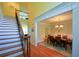 Grand foyer featuring hardwood floors, staircase, and a view of the formal dining room at 3423 Mulberry Lane Ct, Dacula, GA 30019