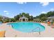 Large community pool with lounge chairs and shaded gazebo with well maintained landscaping at 299 Azalea Cir, Cumming, GA 30040